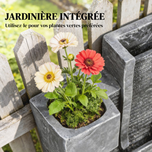 Fontaine de jardin cascade LED 3 niveaux avec jardinière gris