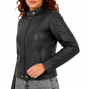 Giubbino in vera pelle di vitello Nero