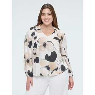 Fiorella Rubino - Blusa de raso con estampado floral - Blanco