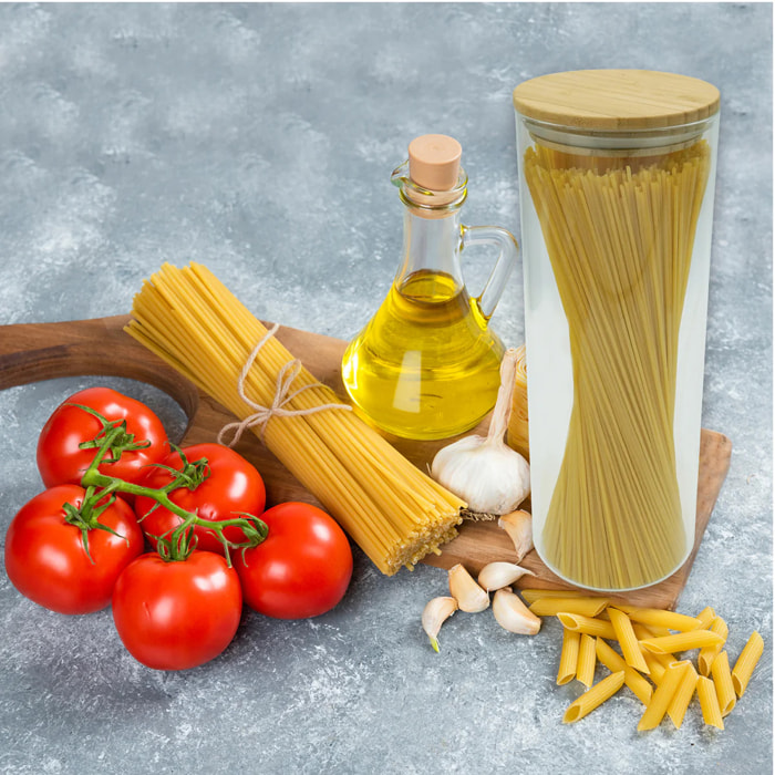 Boite de conservation en verre 2 litres avec couvercle en Bambou Fackelmann Nature