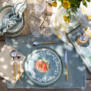 Lot de 6 assiettes plates en faïence verte 27,5cm CAPRIA