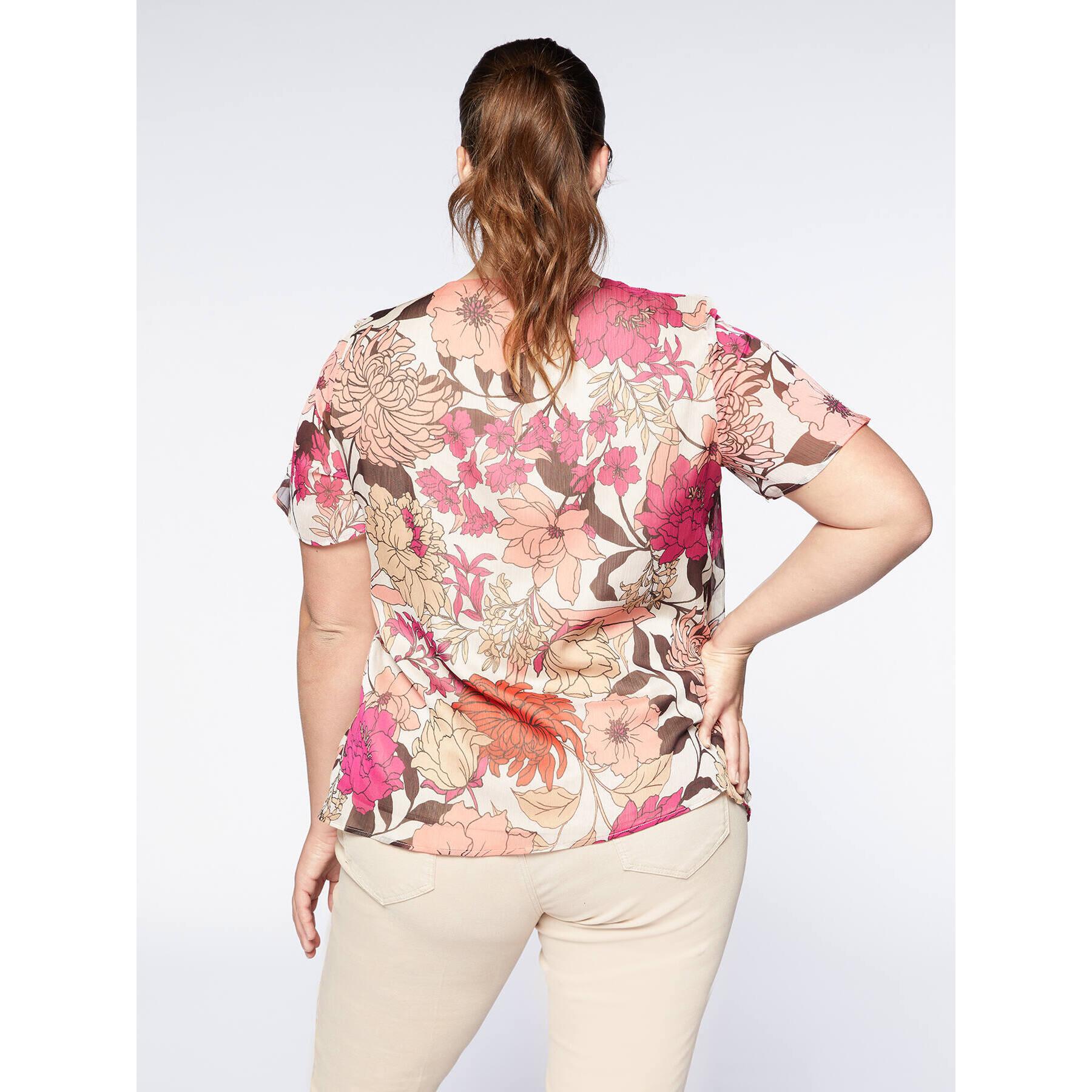 Fiorella Rubino - Blusa floreale in creponne - Beige