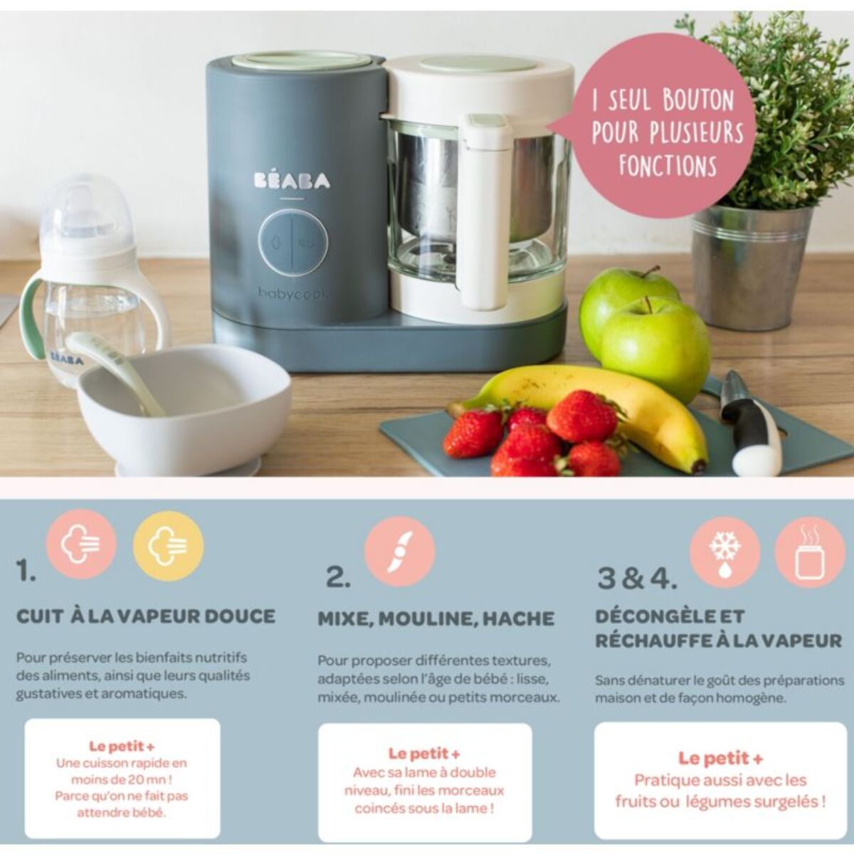 Mixeur Cuiseur Bébé BEABA Babycook Neo Gris Mineral