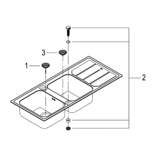 K500 Evier à encastrer 2 bacs en acier inoxydable 116cm x 50cm