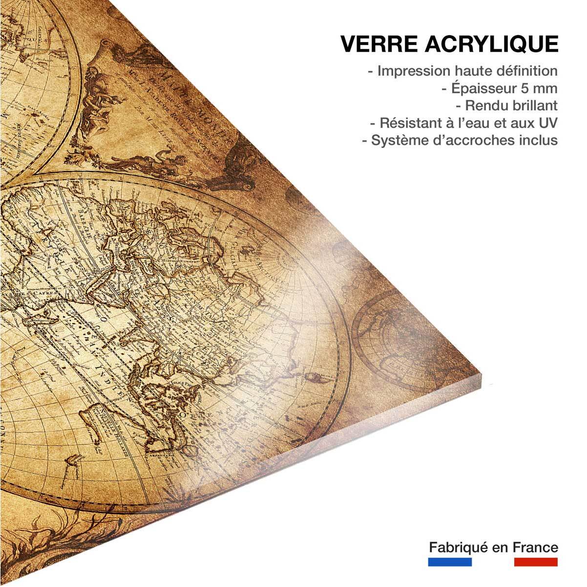 Tableau mappemonde ancienne Tableau plexiglas