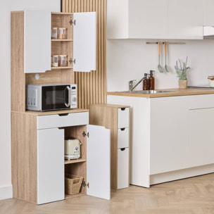 Buffet de cuisine 4 portes Eat up blanc et bois