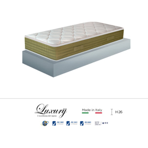 "Venezia" H26 cm 90x190 uanciale Memory OMAGGIO a molle insacchettate indipendenti ,7 zone a portanza differenziata arrotolato