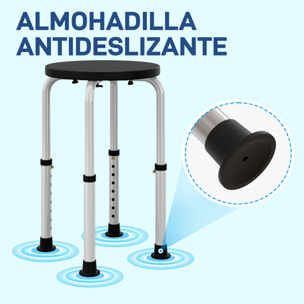 Taburete de Ducha, Silla Ducha Personas Mayores Antideslizante con Altura Regulable, Carga 135 kg, Taburete de Baño para Ancianos y Discapacitados, Negro