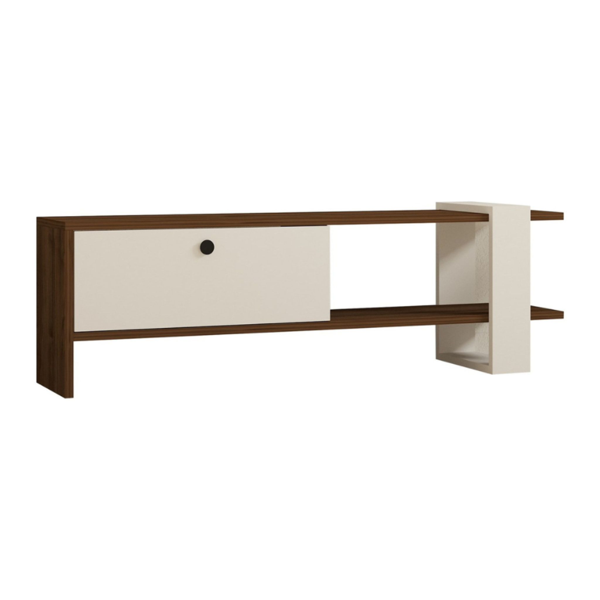 YENDI Meuble TV bois et blanc avec rangement 120 cm