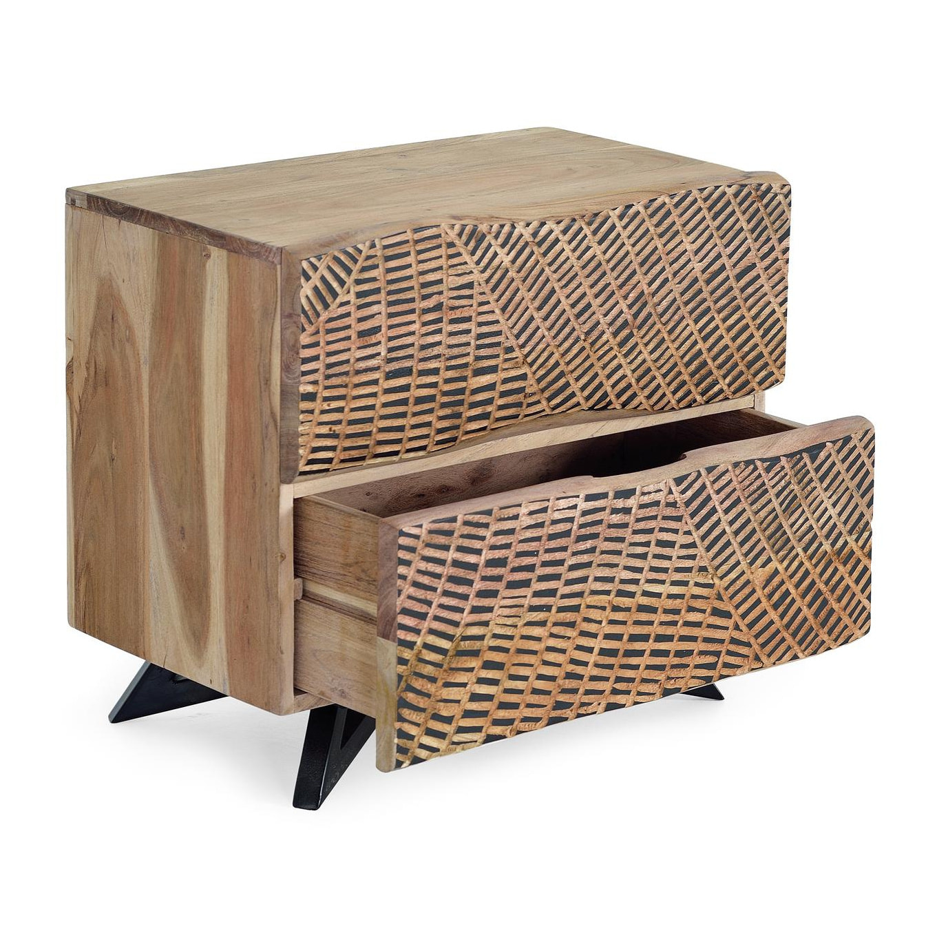 Mesitas de Noche de Madera de Acacia 57 Cm Estilo Rústico Moderno