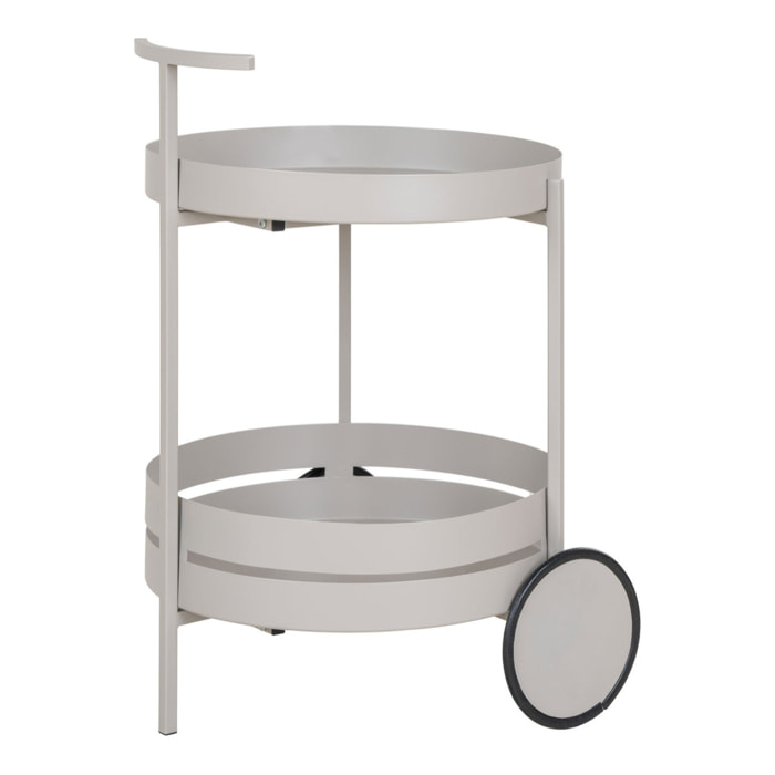 Carrello bar Beja in acciaio grigio 2 ripiani rotondi 40x42x61 cm