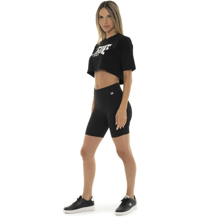 Legging corto de mujer Leone Basic de canalé elástico