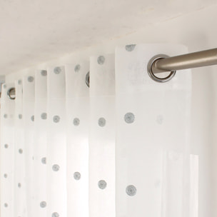 Voilage sablé brodé 'Pois colorés' - Gris souris