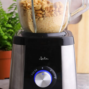 Batidora de vaso JATA BT604N de 1300 W. 4 cuchillas. 2 velocidades + pulse. Pica hielo