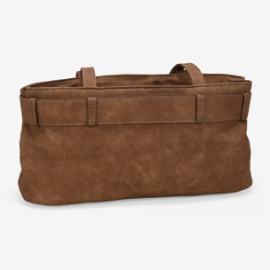 Bolso de hombro marrón con cinturón