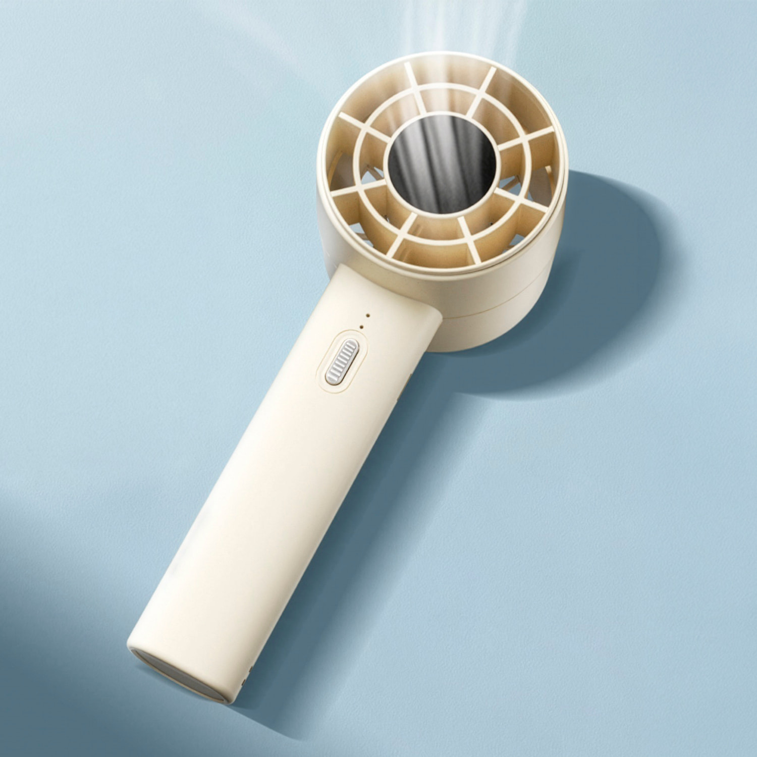 Ventilatore portatile FS02 con 3 velocità regolabili e batteria ricaricabile. Compatto, leggero e facile da trasportare