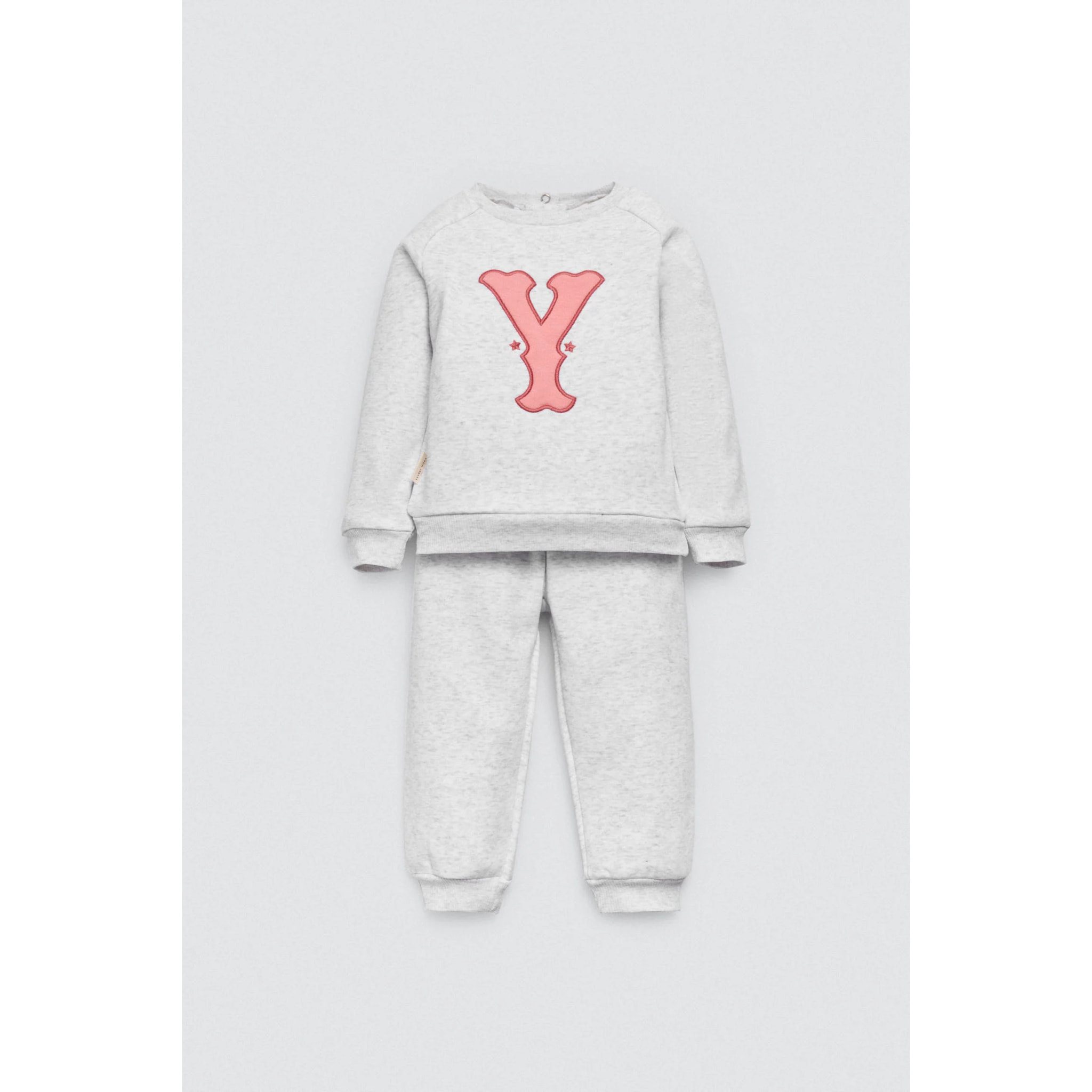 Set per neonato con felpa stampata grigia e jogger