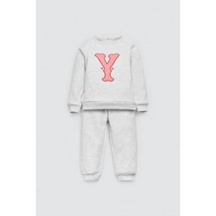 Set per neonato con felpa stampata grigia e jogger