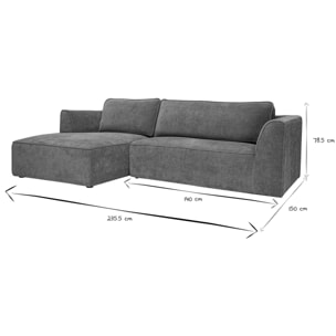Canapé d'angle gauche design en tissu effet velours texturé terre brûlée 3 places GRAMMY