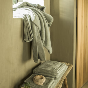 Carré visage uni en coton biologique, ESSENTIEL, Vert Eucalyptus