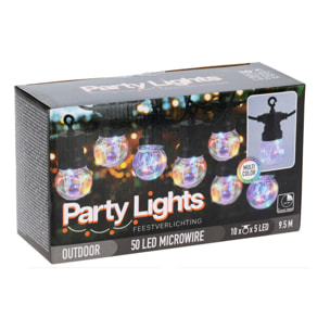 Guirnalda de luces multicolor con bombillas g50 y temporizador - decoración led para exterior e interior, 10 bombillas, cable 5 metros