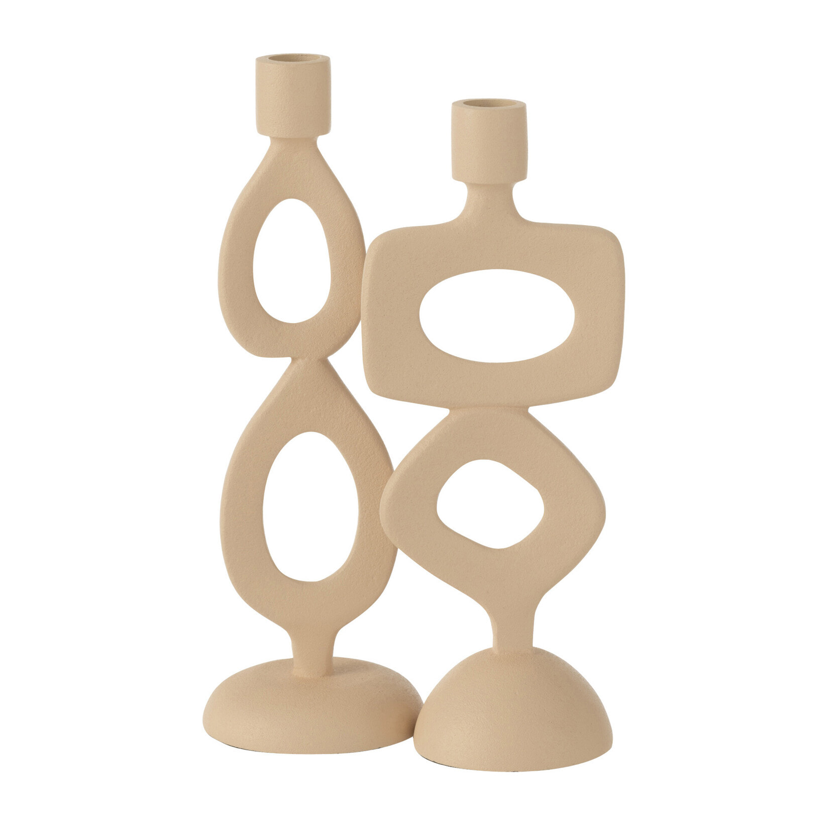 J-Line bougeoir Anneaux - aluminium - beige - 2 pièces