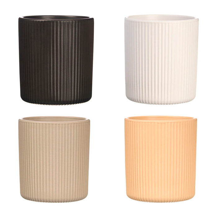 Pack 4 vasos rayas surtido 4 col neutros 270ml