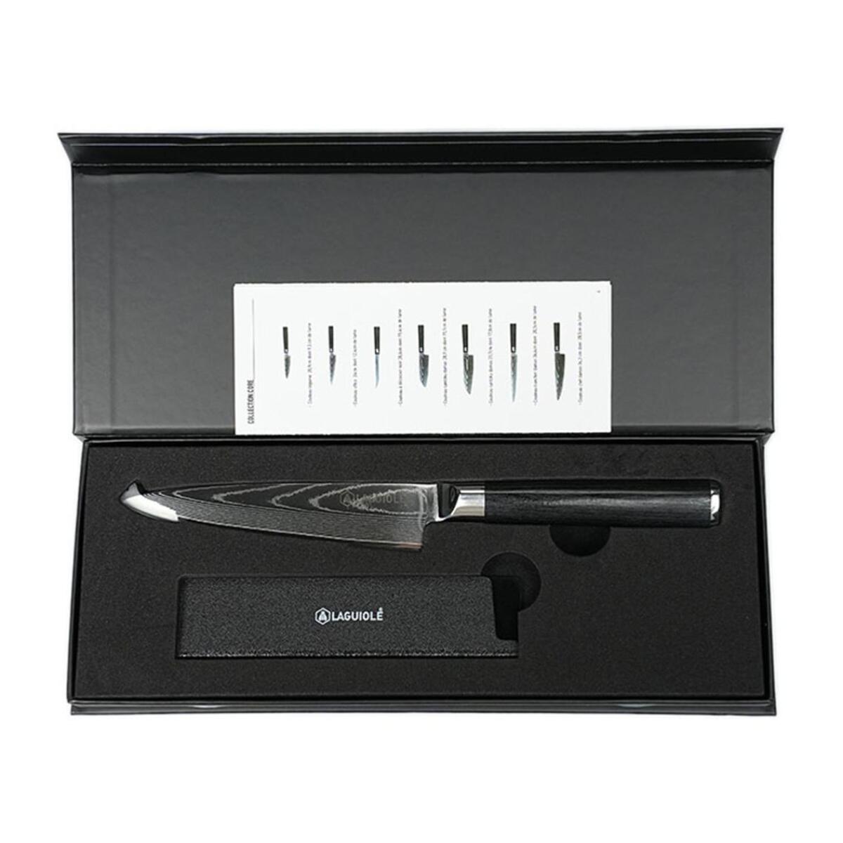 Couteau d'office noir damas   avec étui - "Core"