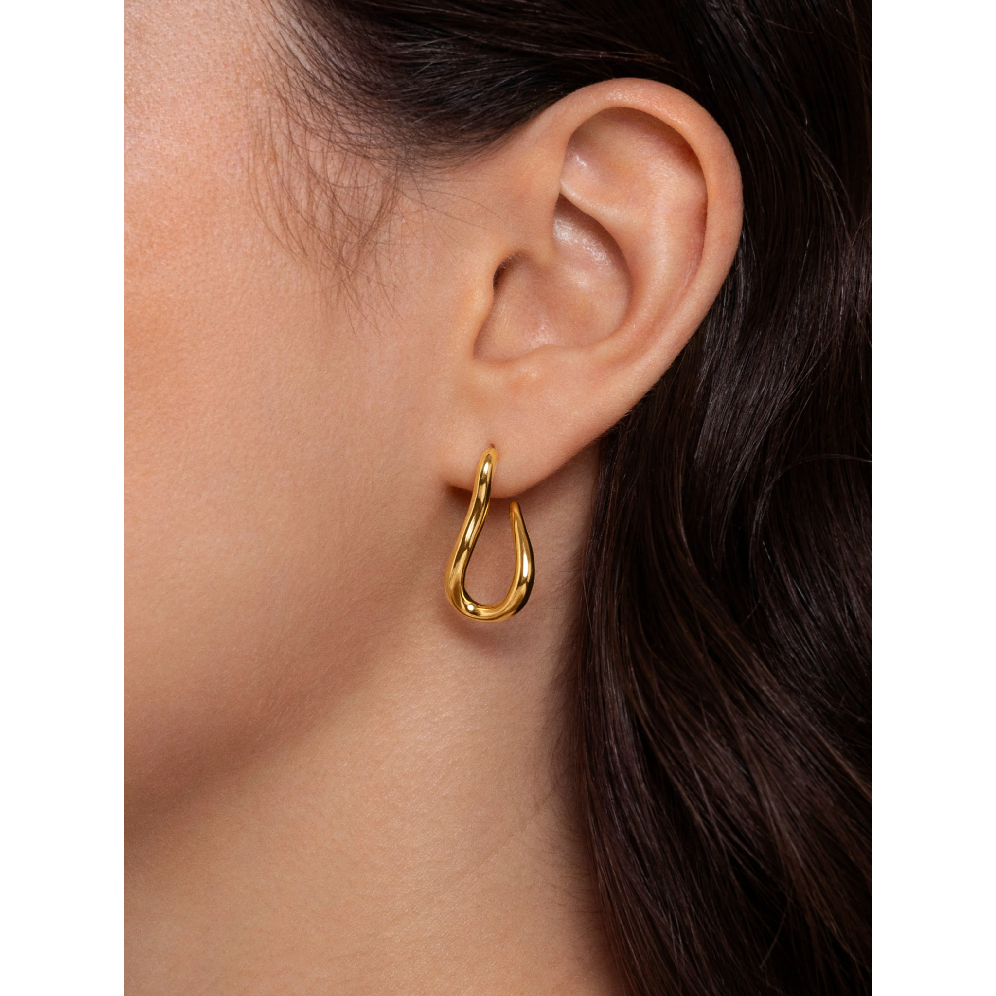 Orecchino Organic Hook in Acciaio Placcato Oro