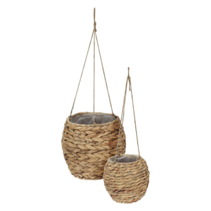 Well home juego de 2 cestas maceteros de fibra natural ø17ø24cm