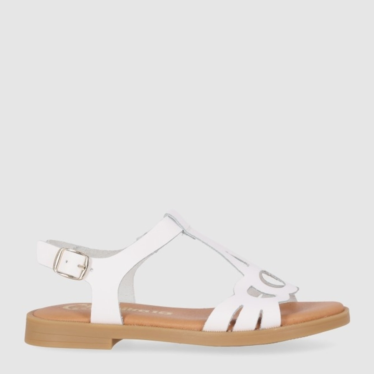 Sandalias de Piel - Blanco - Tacón: Bajo