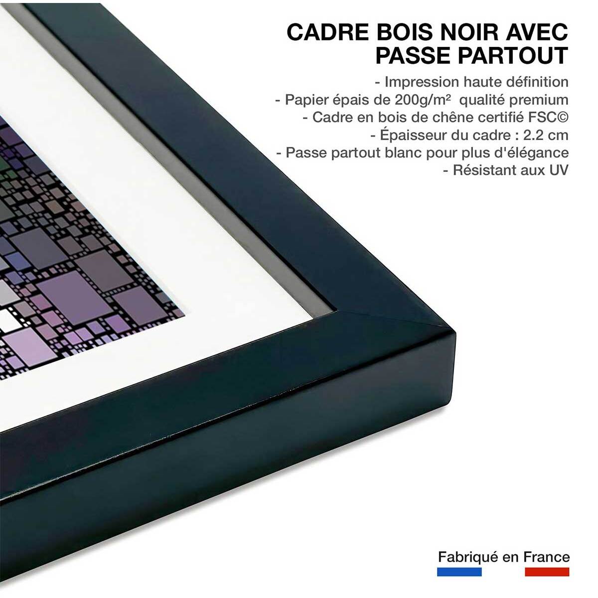 Affiche vitraux sainte chapelle Affiche sous cadre noir