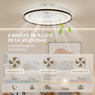 Ventilador de Techo con Luz LED 48,5 W Motor DC Reversible Lámpara Ventilador Techo Silenciosa con Mando a Distancia 6 Velocidades Temporizador para Salón Dormitorio Ø48 cm Blanco
