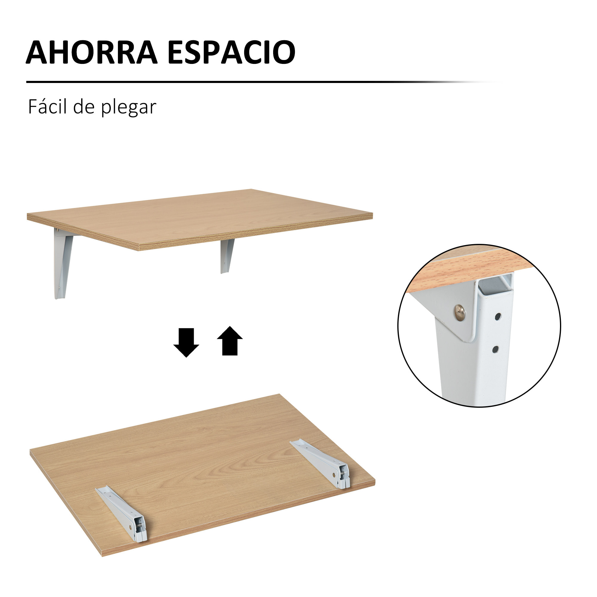 Mesa Plegable de Pared para Cocina y Comedor 60x40x1.5cm Mesa Auxiliar