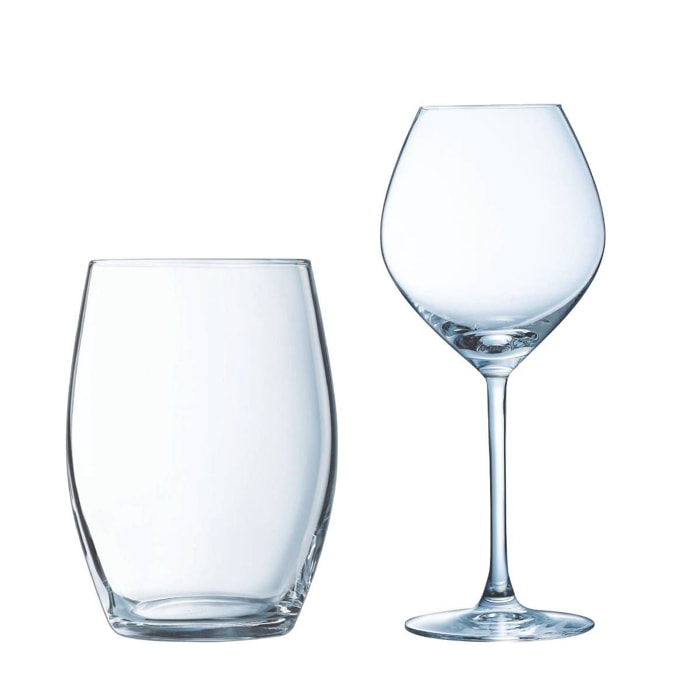 Set de platos 12 piezas Cheer Up Copas de vino 47cl  y Vasos 32cl - Chef et Sommelier