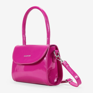 Bolso pequeño rosa de charol con solapa