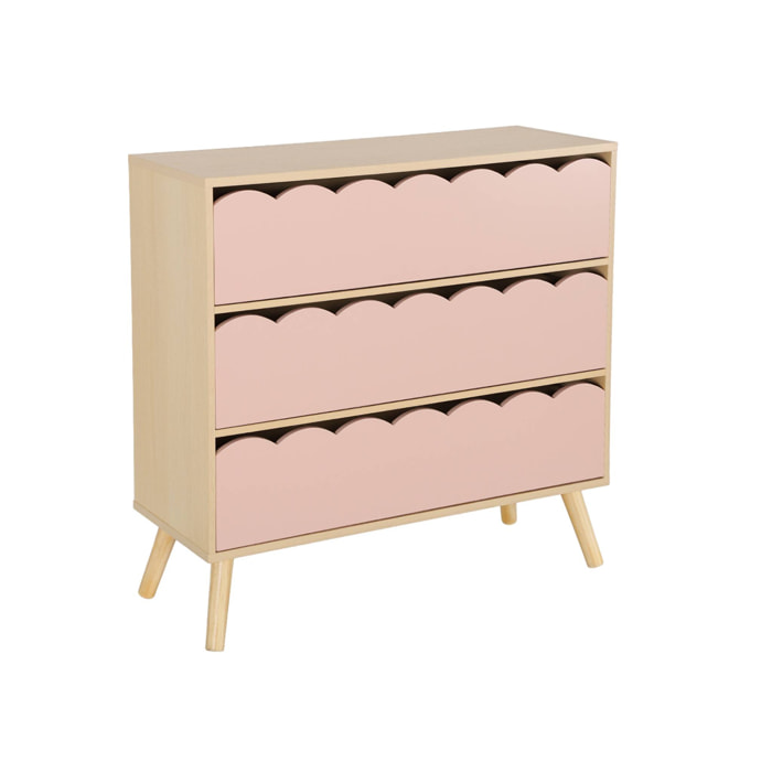 Commode enfant décor bois 3 tiroirs AZUR