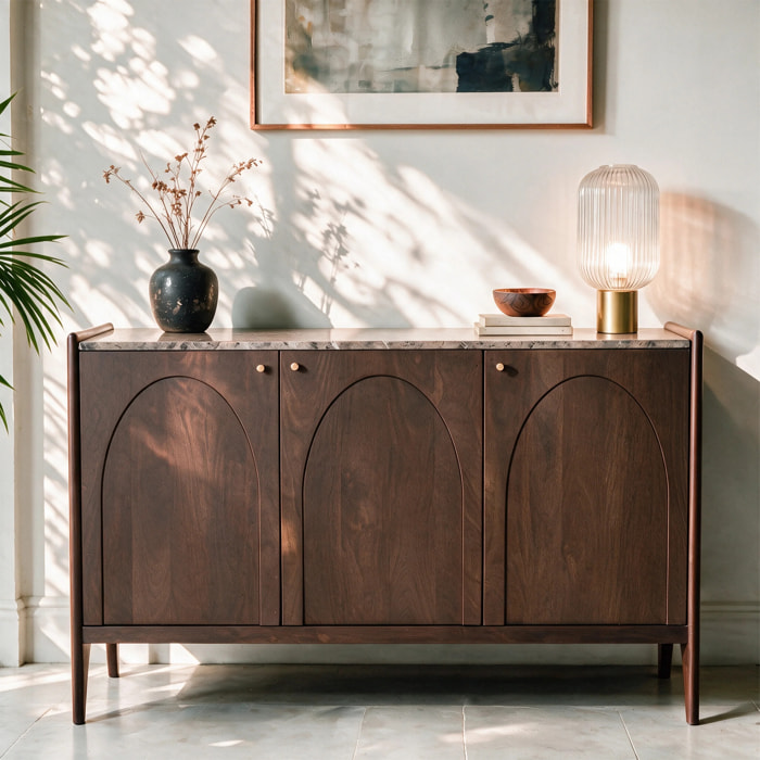 Buffet en bois de manguier et plateau en marbre - Sandro