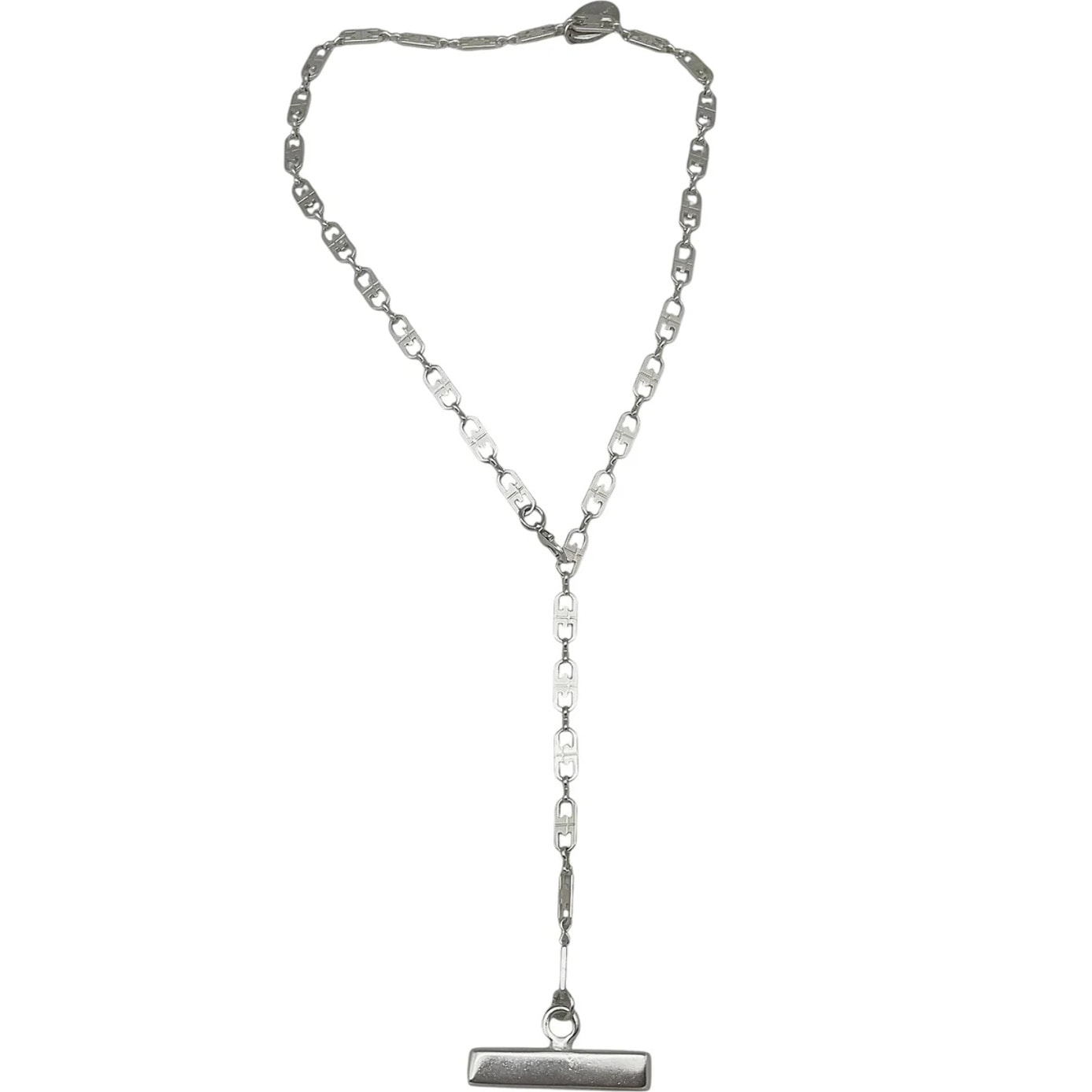 Collar Barra cadena latón plata 10µ