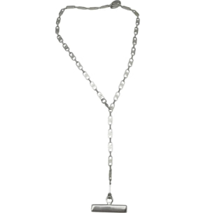 Collar Barra cadena latón plata 10µ