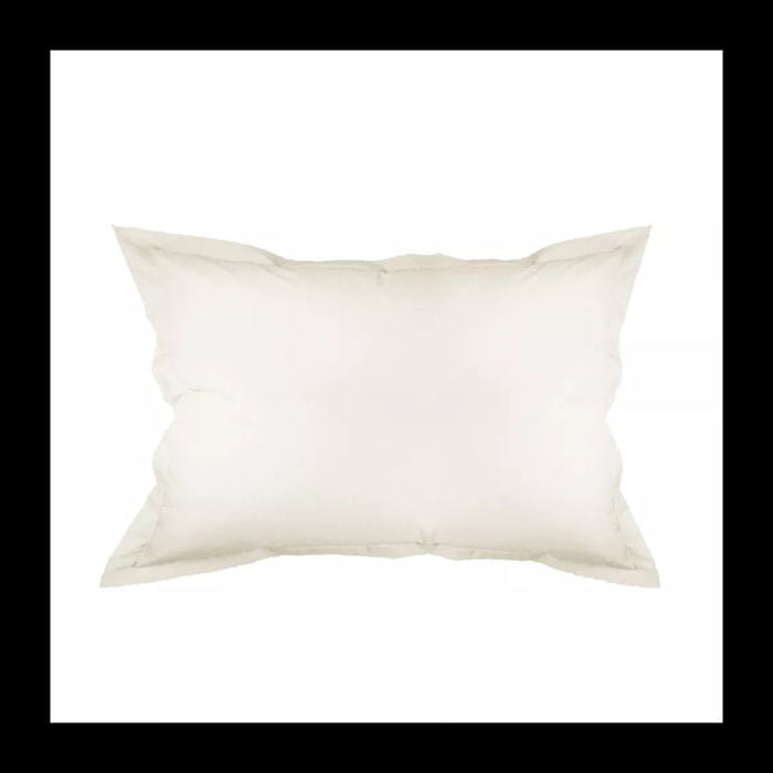Taie d'oreiller percale de coton uni beige Olana ecru
