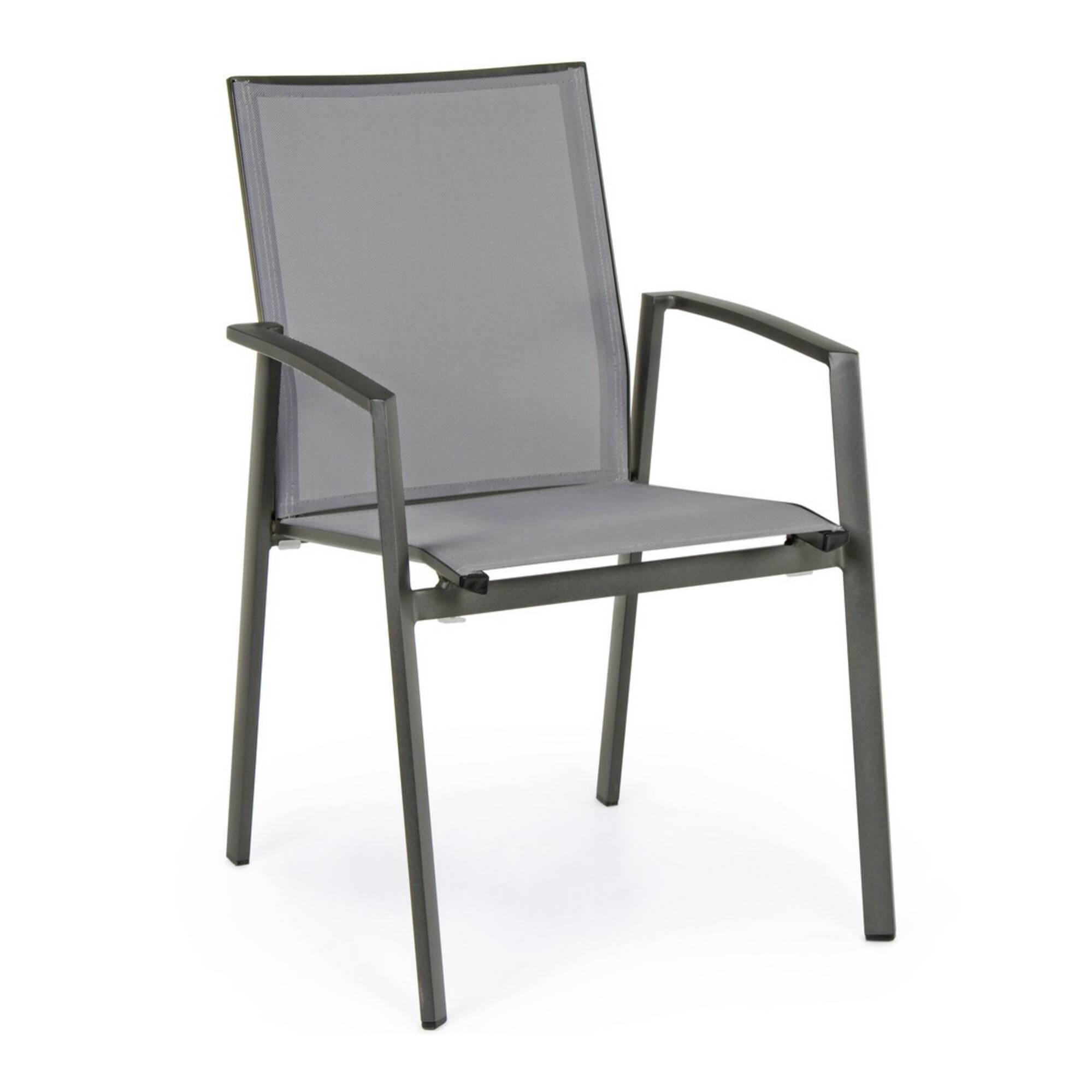 Set 4 sedie da giardino ZARAGOZA in textilene e alluminio antracite, impilabili