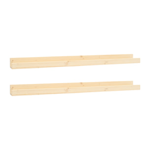 Pack 2 estantes de madera maciza flotante tono natural varias medidas