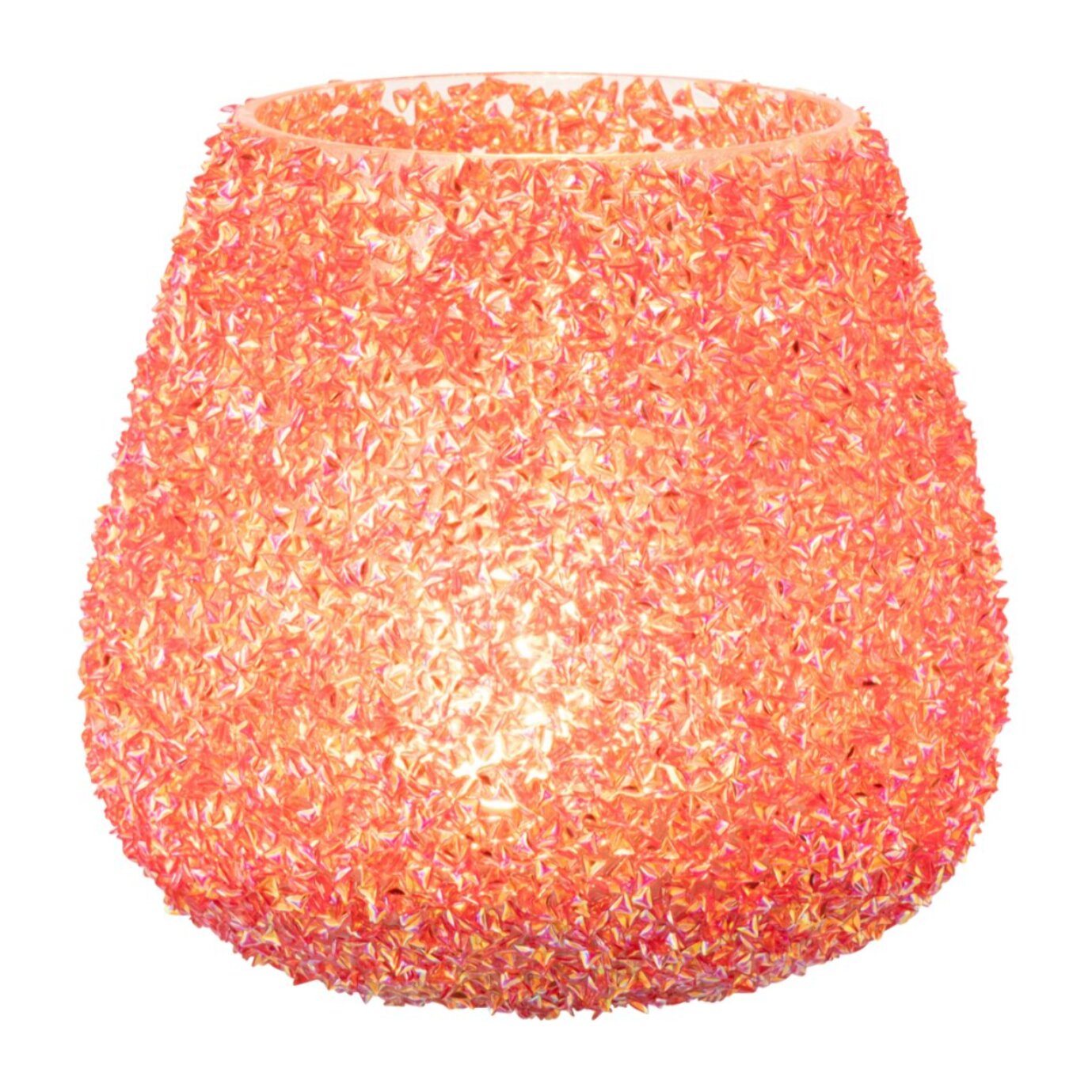 J-Line bougeoir Perles - verre - orange - medium