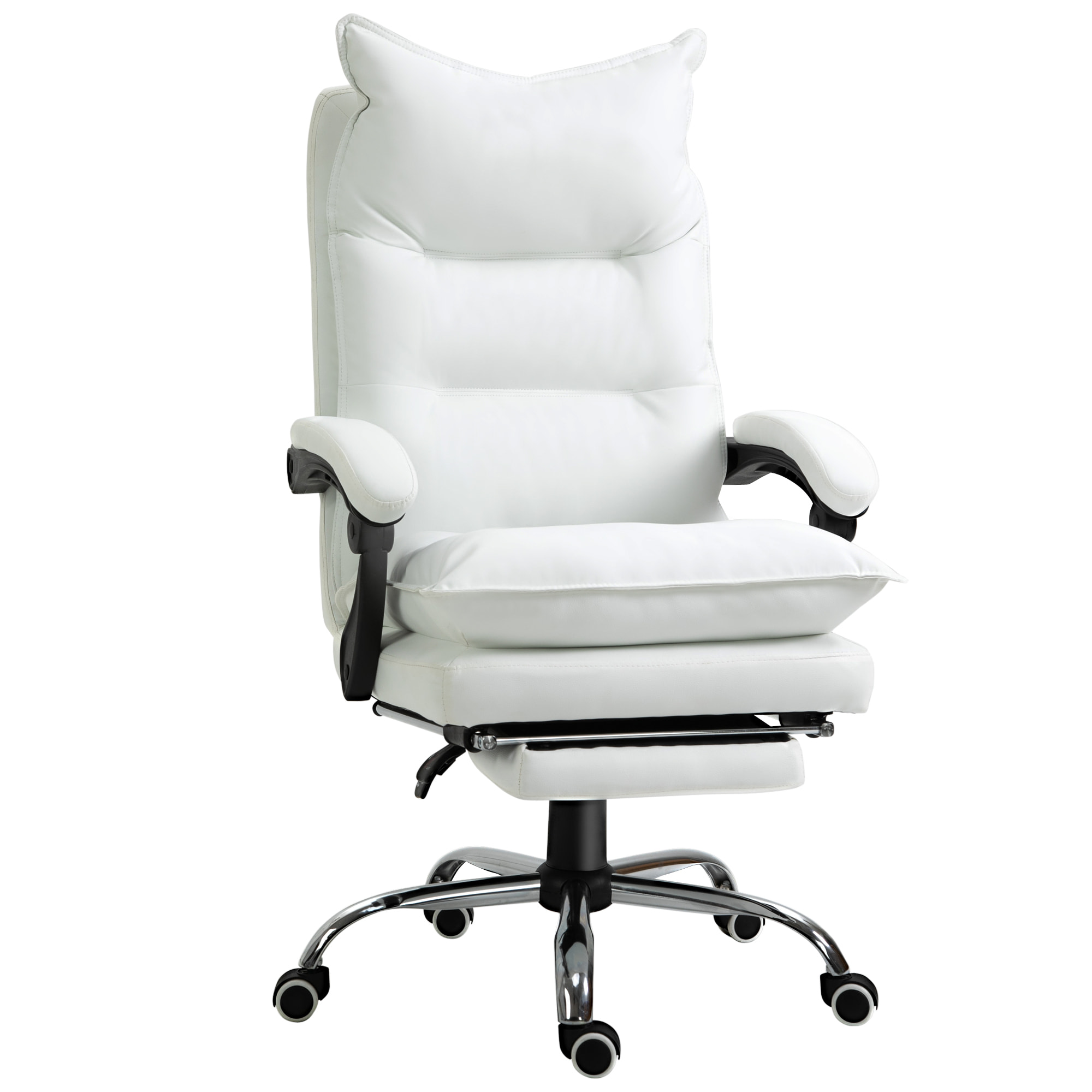 Fauteuil de bureau direction hauteur réglable dossier inclinable repose-pied intégré revêtement synthétique blanc