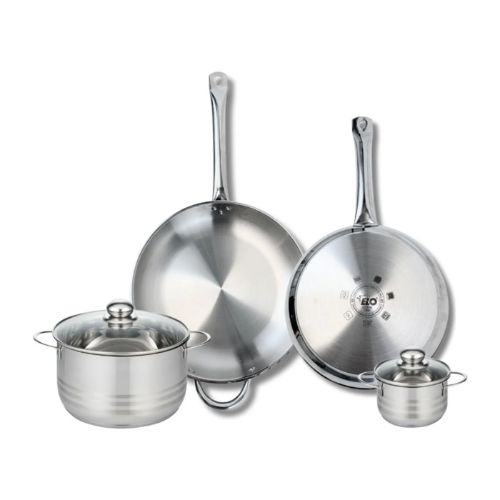 Ensemble de 2 Poêles de cuisson 28 et 32 cm et 2 faitouts 12 et 20 cm Elo Profi Brillant