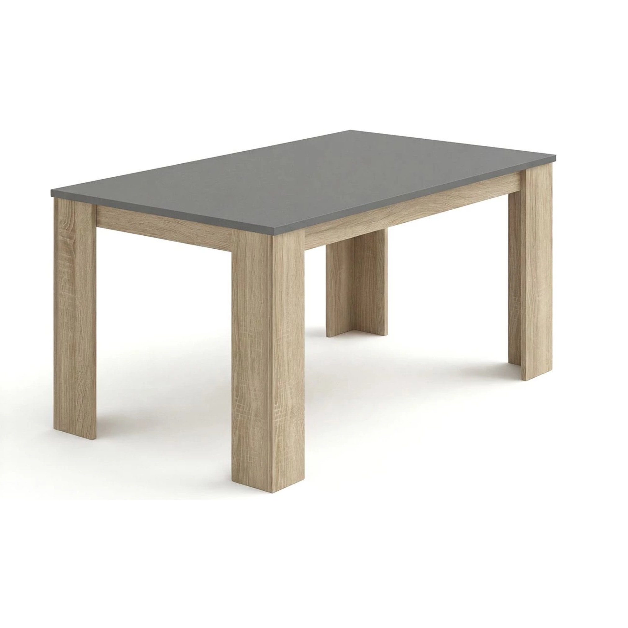 Mesa de comedor fija en roble canadian y grafito 140X80 cm Naya Roble Canadian - Grafito