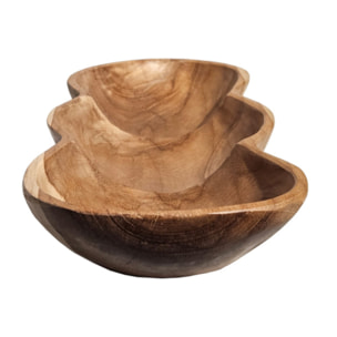 Bol long décoratif L. 39 cm en bois de teck artisanale - TAM