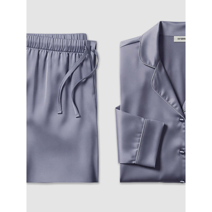 Pigiama lungo in raso da donna Friday indaco