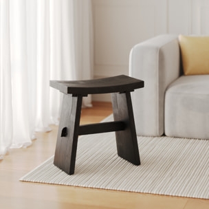 Tabouret en bois de teck recyclé peint en noir - Eka